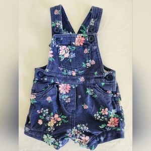 Carters Navy Blue 6 month Floral Short Overalls